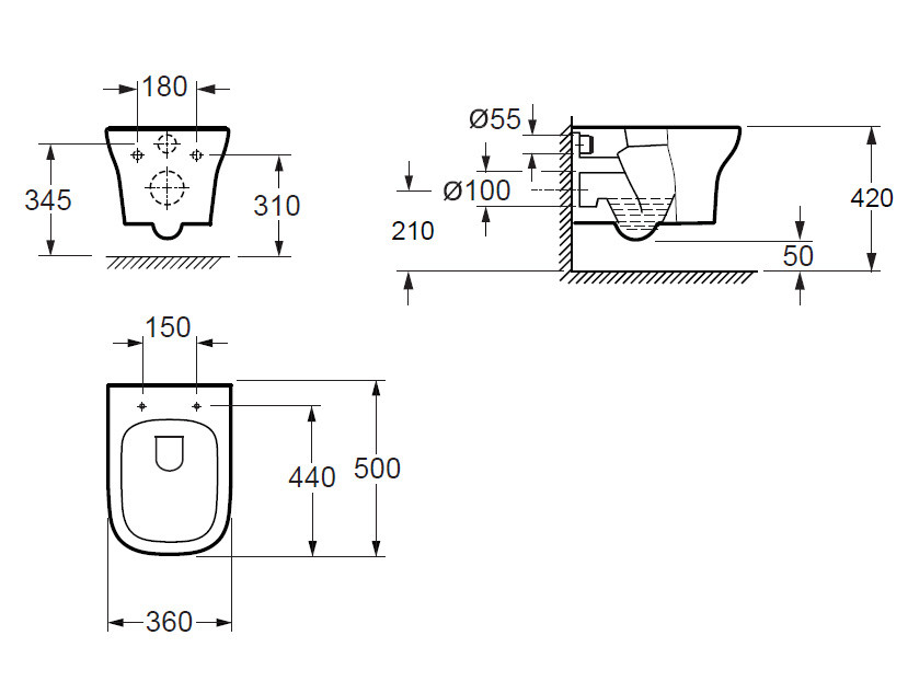 Унитаз 37х36х50см GR-P3012, Grossman