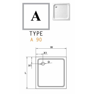 Душевой поддон 85х85х15см TRAY-A-A-85-15-W, Cezares