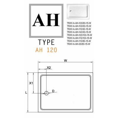 Душевой поддон 90х80х15см TRAY-A-AH-90/80-15-W, Cezares