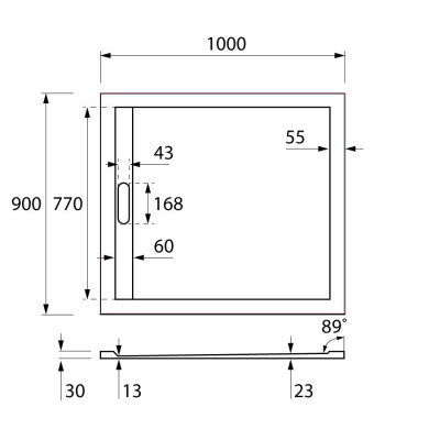 Поддон из искусственного мрамора 100х90х30см TRAY-AS-AH-100/90-30-W, Cezares
