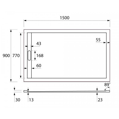 Поддон из искусственного мрамора 150х90х30см TRAY-AS-AH-150/90-30-W, Cezares
