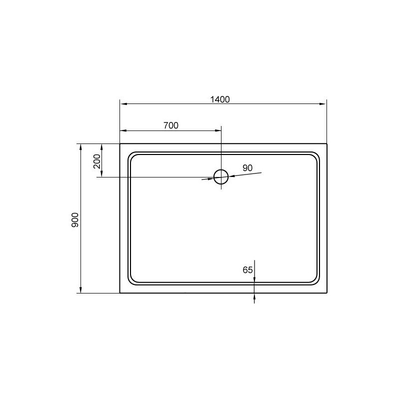 Душевой поддон из стеклокомпозита 140х90х3,5 TRAY-M-AH-140/90-35-W, Cezares