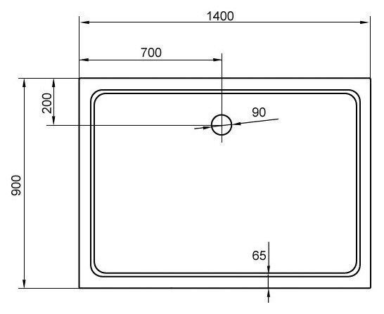 Душевой поддон из стеклокомпозита 140х90х3,5 TRAY-M-AH-140/90-35-W, Cezares