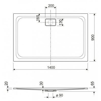 Душевой поддон из литьевого мрамора 140х90х2,5 TRAY-TITAN-AH-140/90-25-W, Cezares