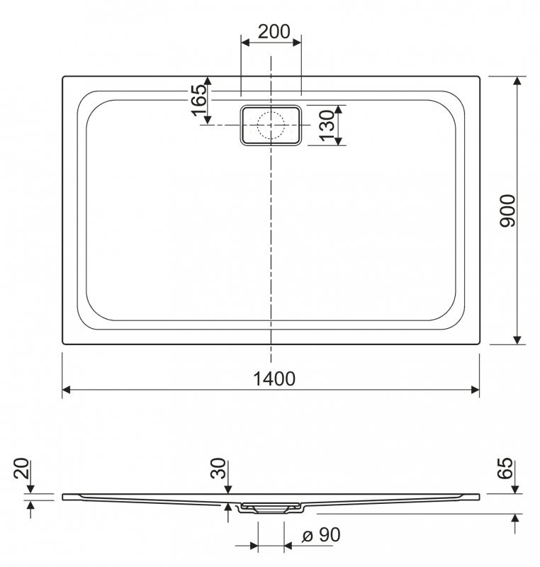 Душевой поддон из литьевого мрамора 140х90х2,5 TRAY-TITAN-AH-140/90-25-W, Cezares