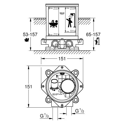 Монтажный набор для напольного излива ½", Grohe, 45984001