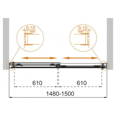 Шторка на ванну 150x145см TANDEM-SOFT-VF-2-150/145-C-Cr-IV, Cezares