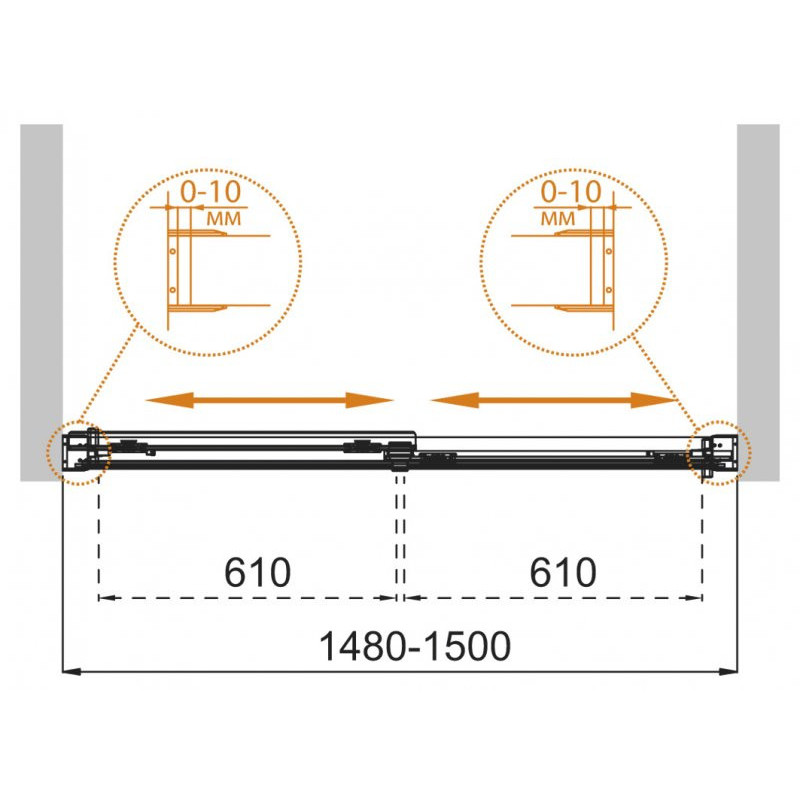 Шторка на ванну 150x145см TANDEM-SOFT-VF-2-150/145-C-Cr-IV, Cezares