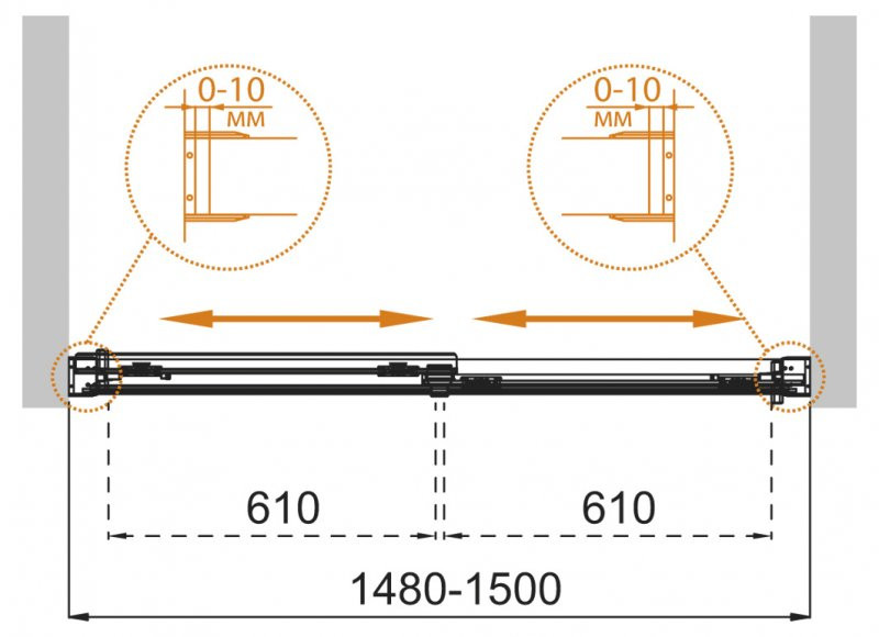 Шторка на ванну 150x145см TANDEM-SOFT-VF-2-150/145-P-Cr, Cezares