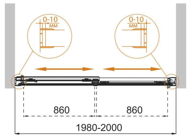 Шторка на ванну 200x145см TANDEM-SOFT-VF-2-200/145-C-Cr-IV, Cezares