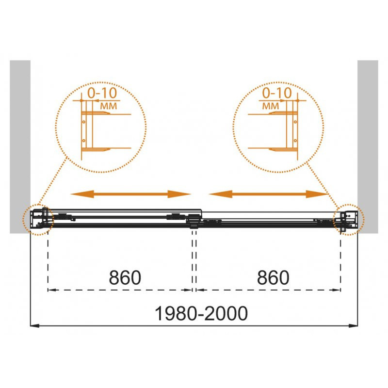 Шторка на ванну 200x145см TANDEM-SOFT-VF-2-200/145-P-Cr, Cezares