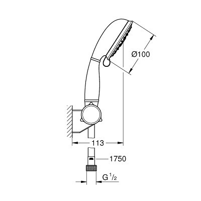 Tempesta Rustic 100 Душевой набор, 4 режима струи, Grohe 27805001