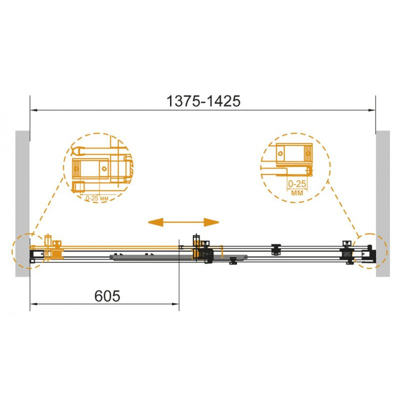 Душевая дверь 140x195см STYLUS-SOFT-BF-1-140-C-Cr, Cezares