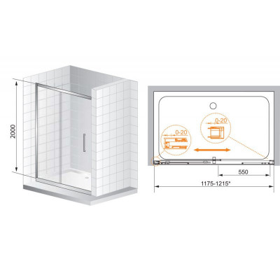Душевая дверь 120x200см PREMIER-SOFT-W-BF-1-120-C-Cr-IV, Cezares