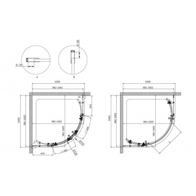 Душевой уголок 100х100x195см STYLUS-O-M-R-2-100-C-Cr, Cezares