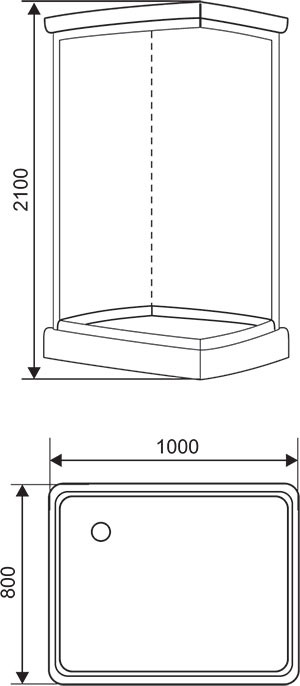 Душевая кабина Style S-47 100x80x210 с низким поддоном с крышей