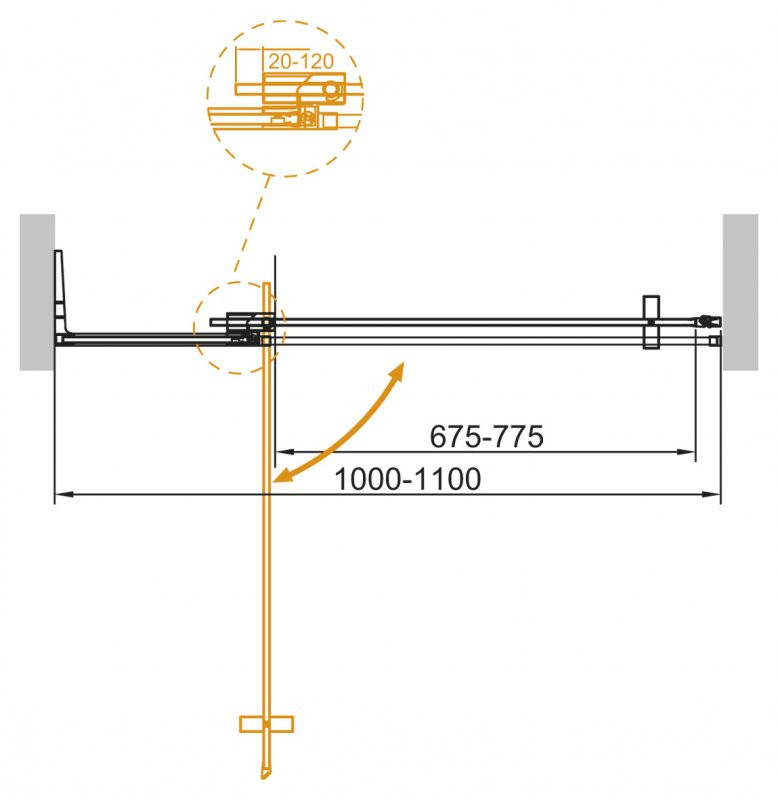 Душевая дверь 100x195см SLIDER-B-1-100/110-C-Cr, Cezares
