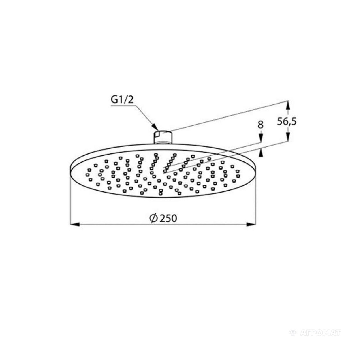 Верхний душ 250мм, A-QA 1 jet, Kludi 6432505-00