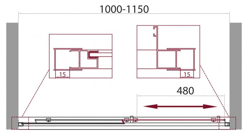 Душевая дверь 1000-1150х1900мм Belbagno UNIQUE-BF-1-100/115-C-Cr, профиль хром, стекло рифленое (Punto)