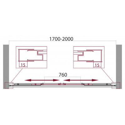 Душевая дверь 200х190мм, UNIQUE-BF-2-170/200-C-Cr, Belbagno