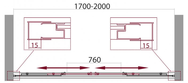 Душевая дверь 200х190мм, UNIQUE-BF-2-170/200-C-Cr, Belbagno