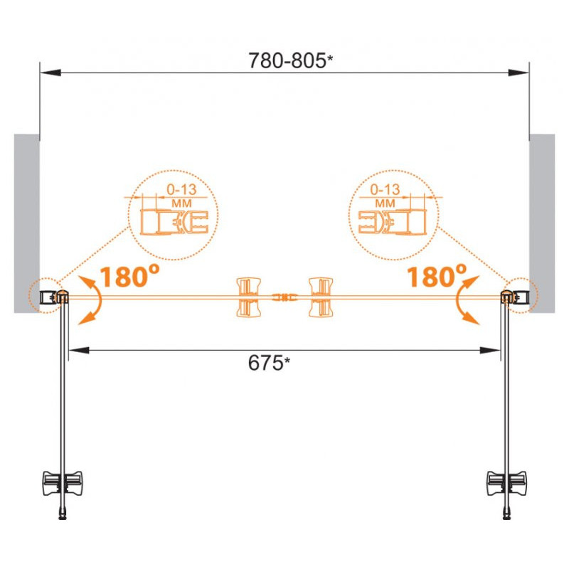 Душевая дверь 80х190мм, ECO-O-B-2-80-P-Cr, Cezares