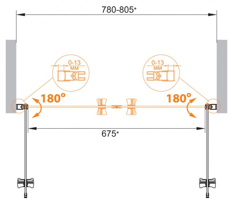 Душевая дверь 80х190мм, ECO-O-B-2-80-P-Cr, Cezares