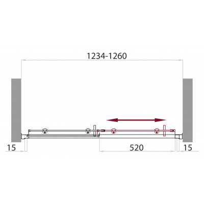 Душевая дверь 125х185мм, UNO-BF-1-125-P-Cr, Belbagno