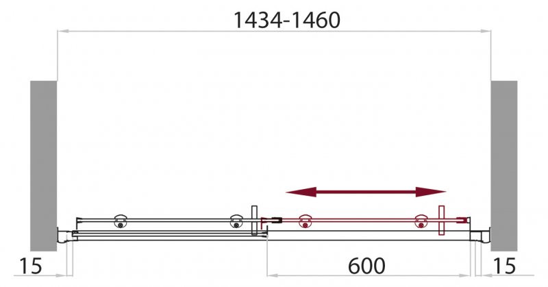 Душевая дверь 145х185мм, UNO-BF-1-145-P-Cr, Belbagno