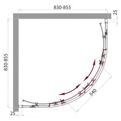 Душевой уголок 85х85х190мм, SELA-R-2-85-Ch-Cr, Belbagno