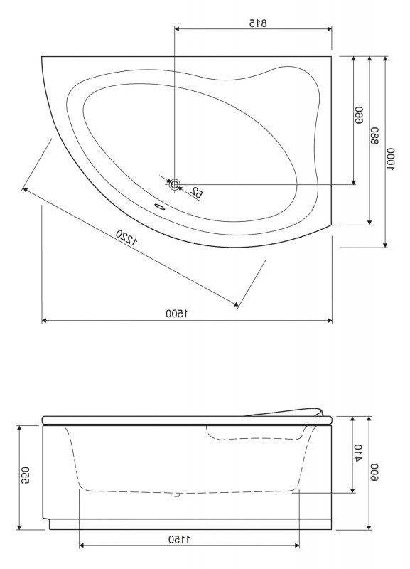 Акриловая ванна 150х100х41см, TEBE-150-100-41-R, Cezares