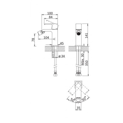 Смеситель для биде, PORTA-BS1-BIO, Cezares