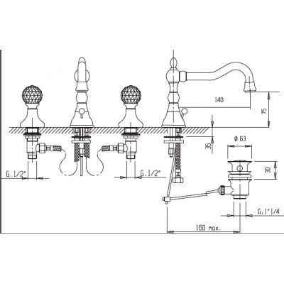 Смеситель для раковины хром, ATLANTIS-BLS2-01-Sw, Cezares