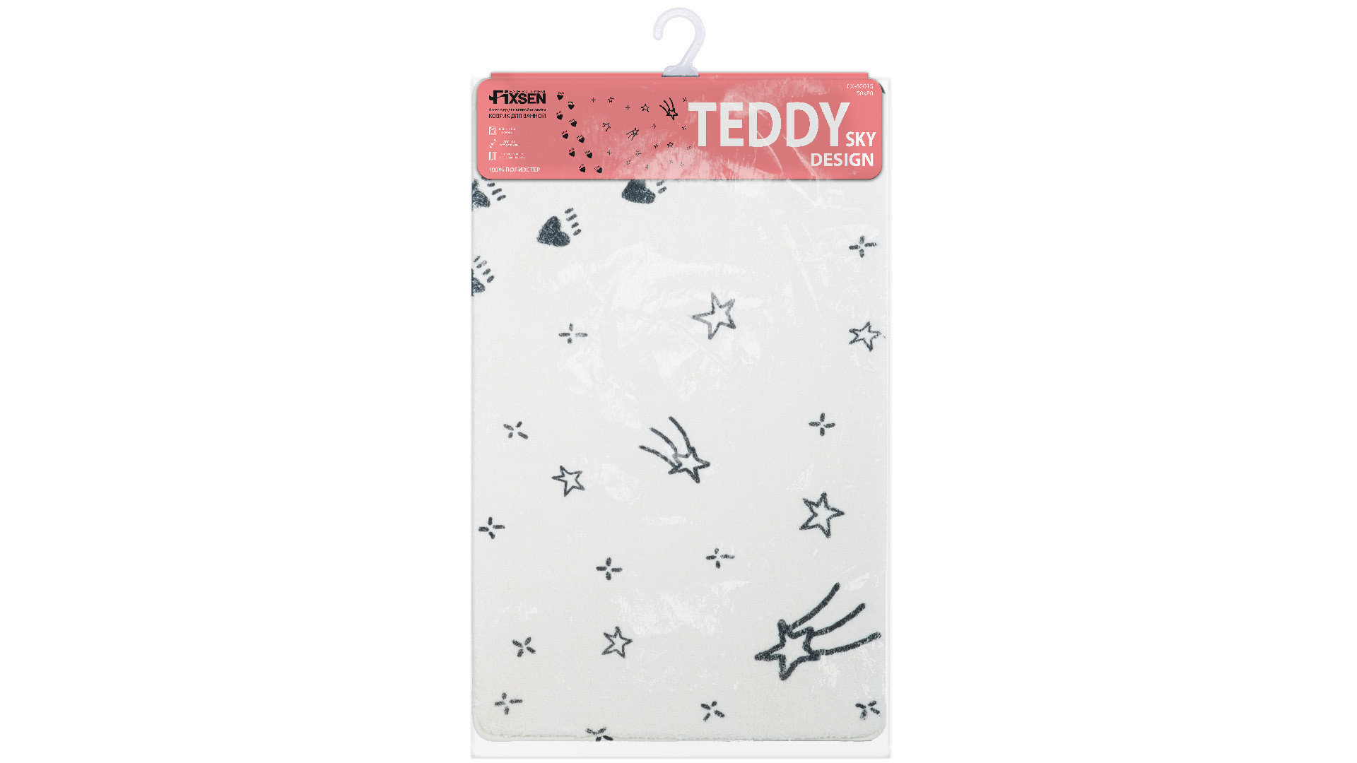 Коврик для ванной Fixsen Teddy Sky  1-ый, FX-6001S, белый, 50х80см
