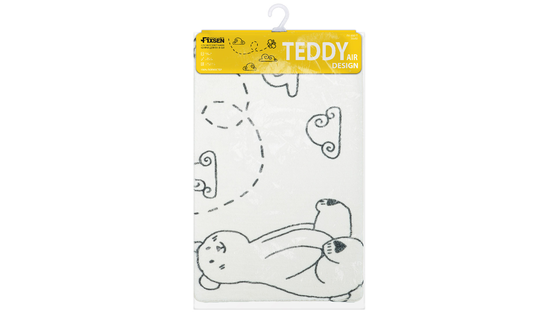 Коврик для ванной Fixsen Teddy Air  1-ый, FX-6001T, белый, 50х80см
