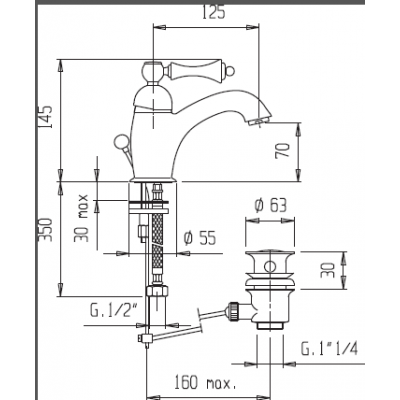 Смеситель для раковины бронза, MARGOT-LSM1-02-M, Cezares
