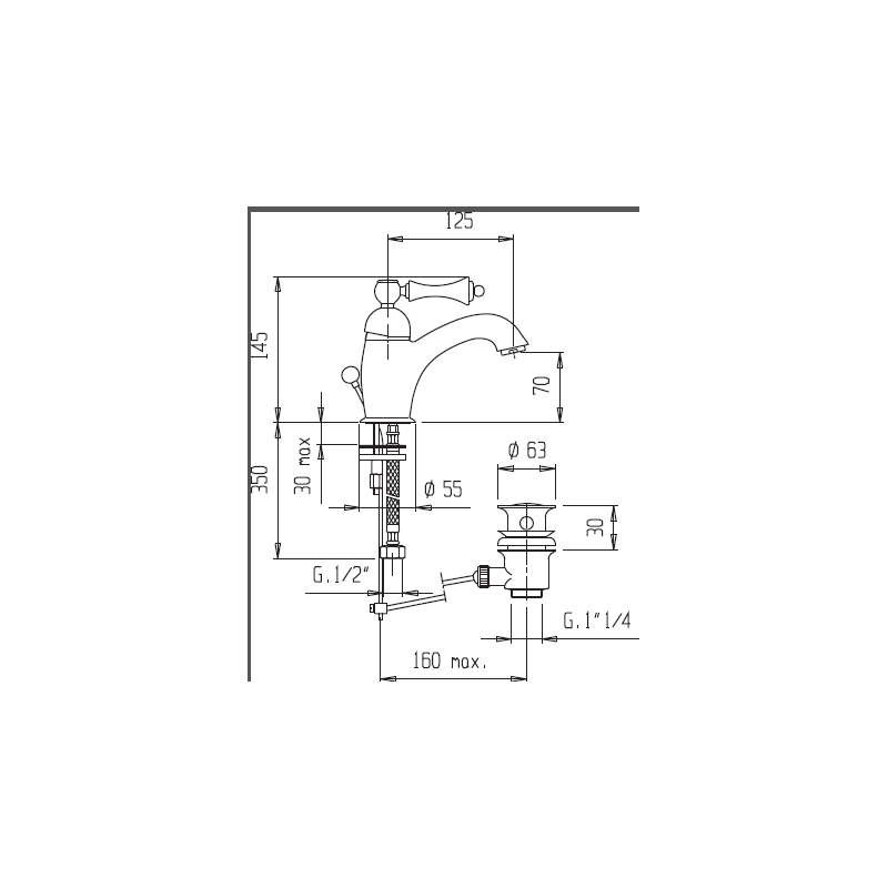 Смеситель для раковины бронза, MARGOT-LSM1-02-M, Cezares