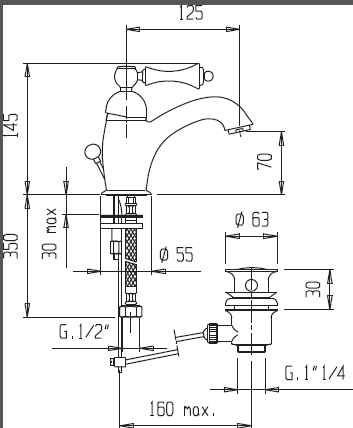 Смеситель для раковины бронза, MARGOT-LSM1-02-M, Cezares