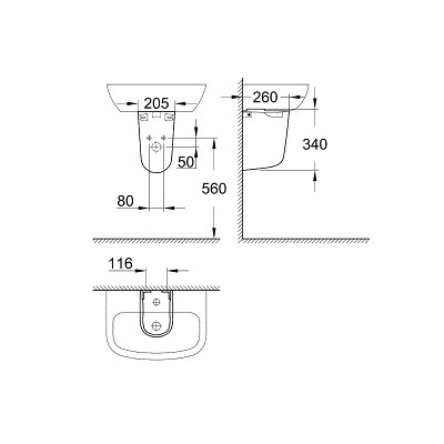 Полупьедестал Grohe Керамика Bau 39426000