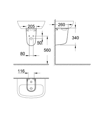 Полупьедестал Grohe Керамика Bau 39426000