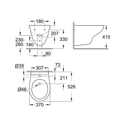 Биде подвесное Grohe Керамика Bau 39433000
