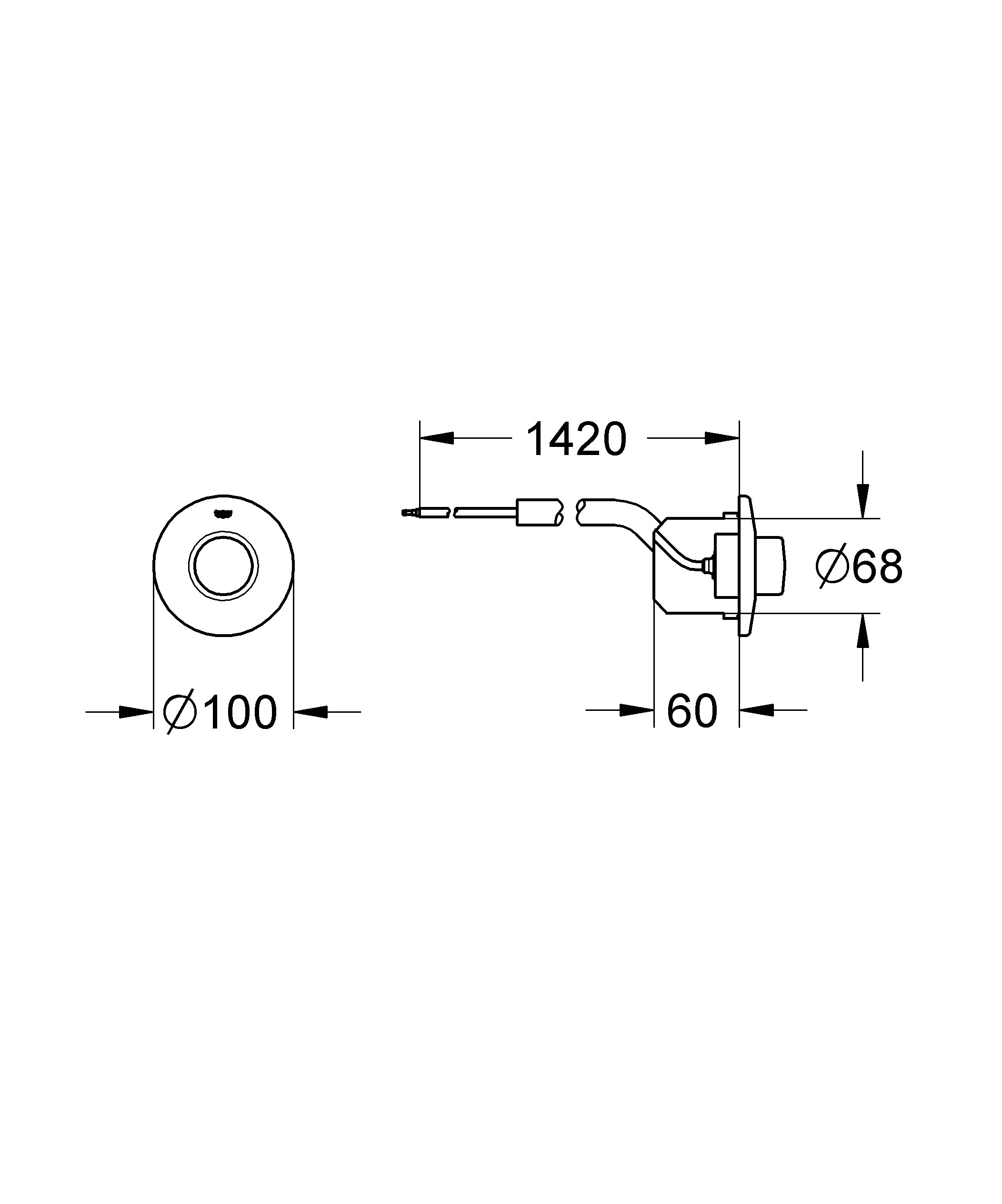 Панель смыва для унитаза GROHE (1 режим смыва), хром (37060000)