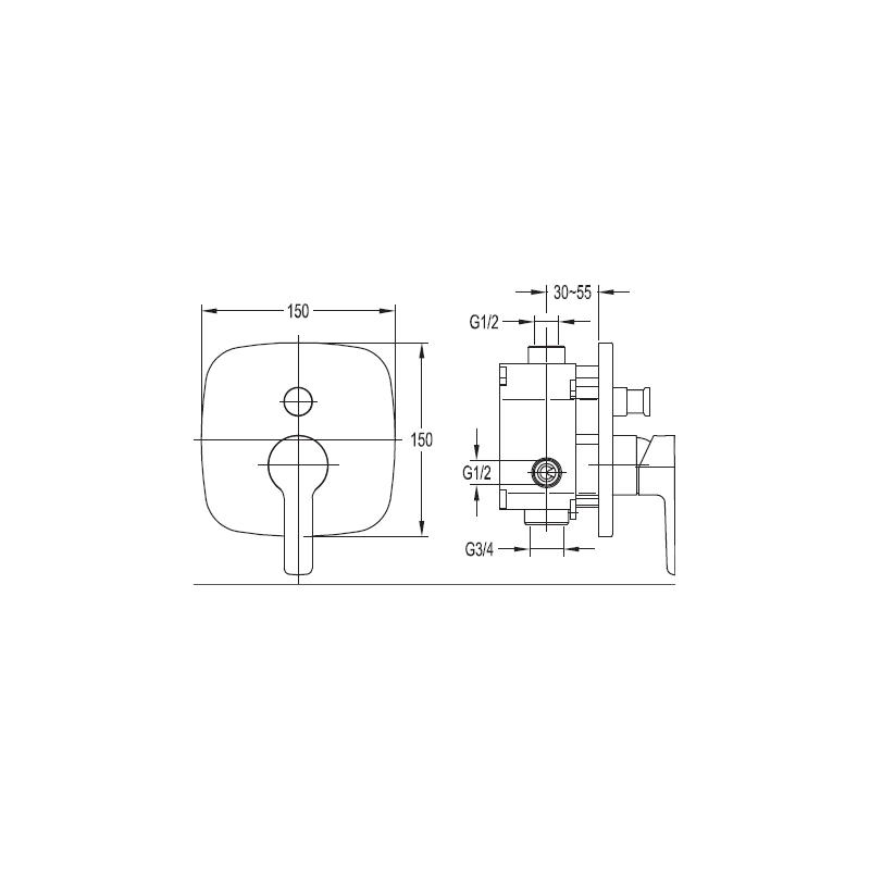 Смеситель для душа  встраиваемый хром, TESORO-F-VDIM-01, Cezares