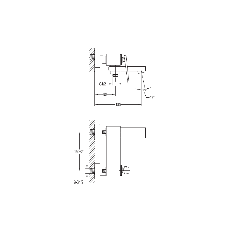 Смеситель для ванны и душа хром, BADEN-F-VD-01, Cezares