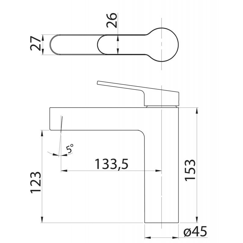 Смеситель для раковины хром, DEL-LVM-IN, Belbagno