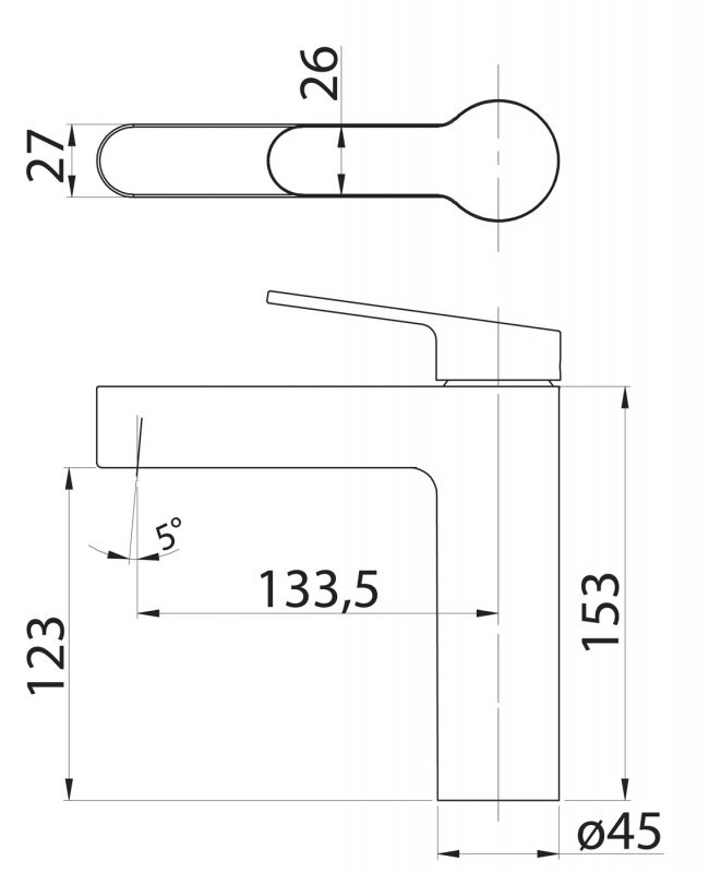 Смеситель для раковины хром, DEL-LVM-IN, Belbagno