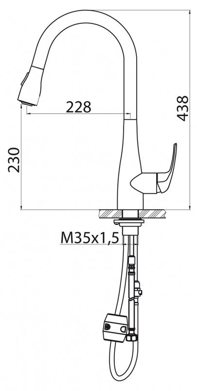 Смеситель для кухни матовый хром, Belbagno, BB-LAM28-IN