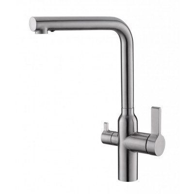 Смеситель для кухни с краном для питьевой воды матовый хром, Belbagno, BB-LAM57-IN