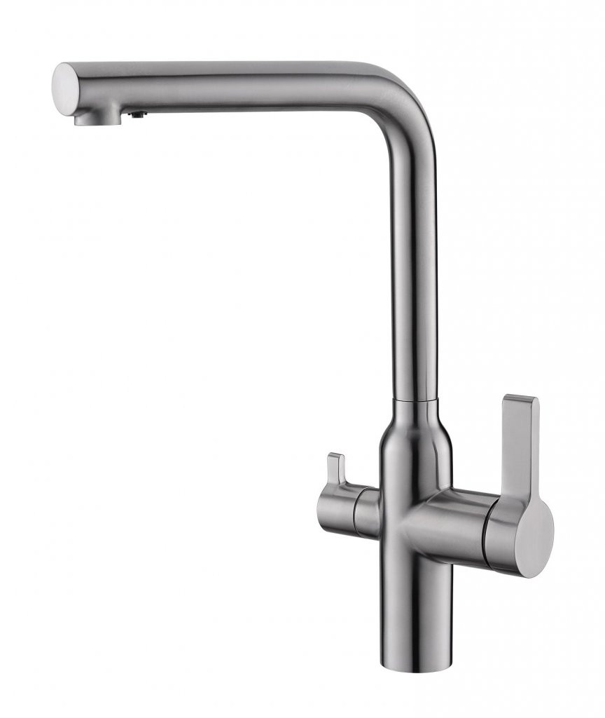 Смеситель для кухни с краном для питьевой воды матовый хром, Belbagno, BB-LAM57-IN