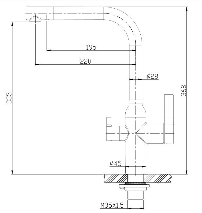 Смеситель для кухни с краном для питьевой воды матовый хром, Belbagno, BB-LAM57-IN